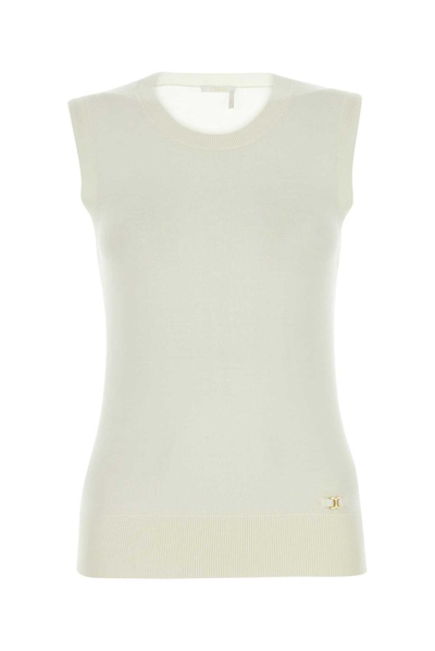 Shop Chloé Sleeveless Knitted Top In White