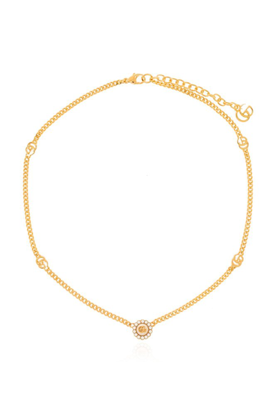 Shop Gucci Double G Embellished Chained Necklace In Gold