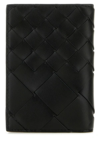 Shop Bottega Veneta Man Black Leather Intrecciato Card Holder