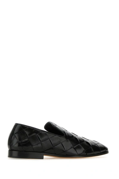 Shop Bottega Veneta Man Black Leather Roma Slippers