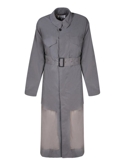 Shop Maison Margiela Belted Trench Coat In Grey