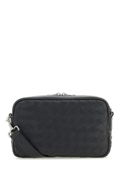 Shop Bottega Veneta Man Slate Leather Crossbody Bag In Gray