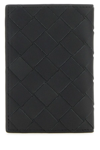 Shop Bottega Veneta Man Slate Leather Intrecciato Card Holder In Gray