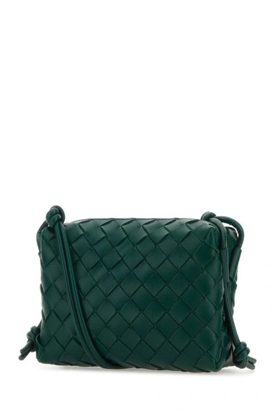 Shop Bottega Veneta Woman Bottle Green Leather Small Loop Crossbody Bag
