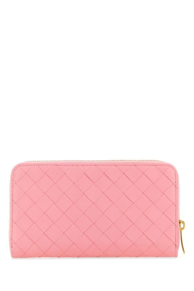 Shop Bottega Veneta Woman Pink Nappa Leather Intrecciato Wallet