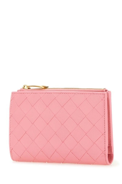 Shop Bottega Veneta Woman Pink Nappa Leather Medium Intrecciato Wallet