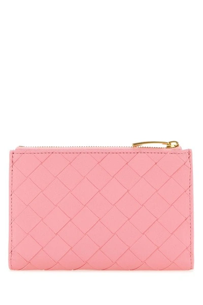 Shop Bottega Veneta Woman Pink Nappa Leather Medium Intrecciato Wallet