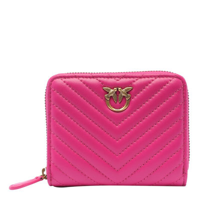 Shop Pinko Logo Plaque Quilted Zipped Wallet