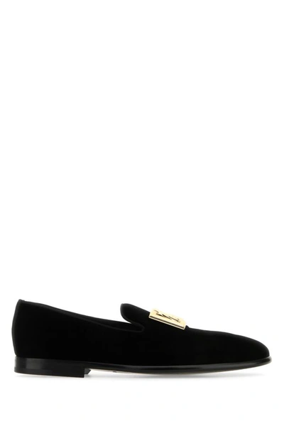 Shop Dolce & Gabbana Man Black Velvet Loafers