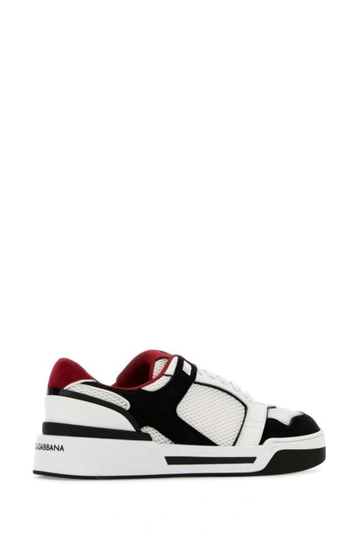 Shop Dolce & Gabbana Man Multicolor Leather And Mesh New Roma Sneakers