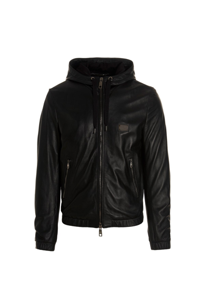 Shop Dolce & Gabbana Men 'dg Essential' Hooded Jacket In Black