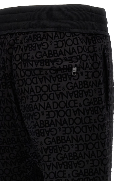 Shop Dolce & Gabbana Men Flocked Logo Joggers In Black