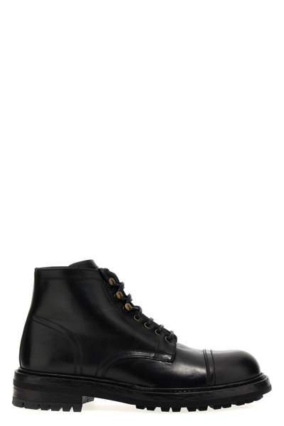 Shop Dolce & Gabbana Men Leather Ankle Boots In Black