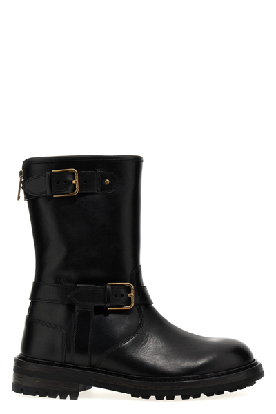 Shop Dolce & Gabbana Men Leather Boots In Black