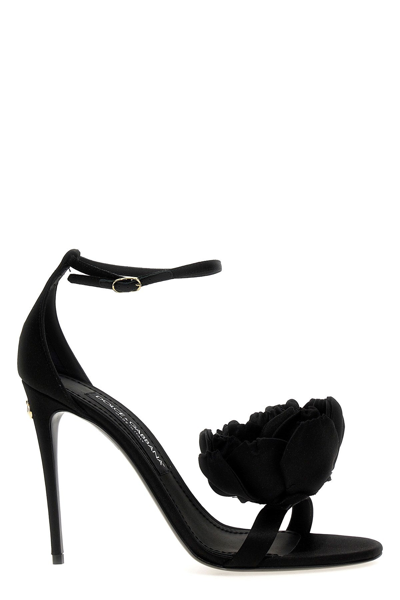 Shop Dolce & Gabbana Women Flower Sandals In Black