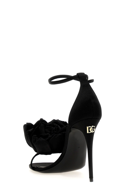 Shop Dolce & Gabbana Women Flower Sandals In Black