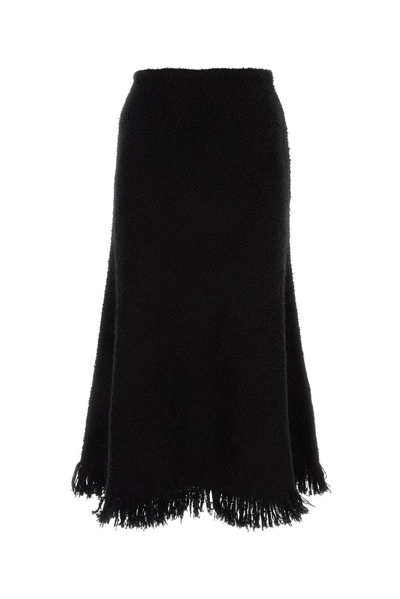 Shop Chloé Fringed Flared Skirt In Black