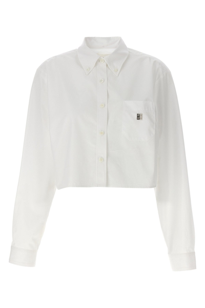 Shop Givenchy Women Cropped Logo Shirt In White