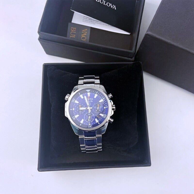 Pre-owned Bulova Classic Marine Star  Stainless Steel Men's 96b256 Blue Watch 43mm