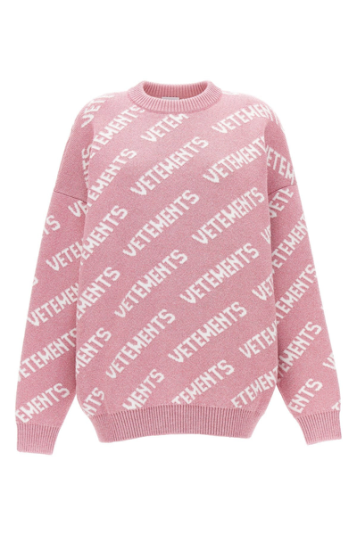 Shop Vetements Women Lurex Monogram Sweater In Pink