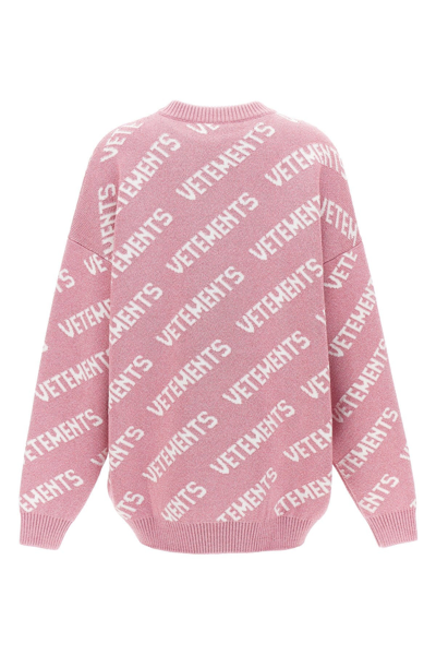 Shop Vetements Women Lurex Monogram Sweater In Pink