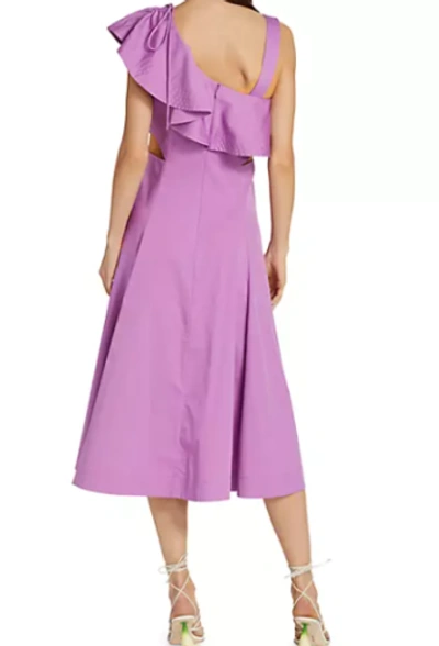 Pre-owned Veronica Beard Women's Orchid Beilla Ruffled-sleeve Midi-dress, 0 In Purple