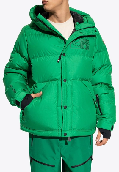 Shop Moncler Cristaux Short Padded Down Jacket In Green
