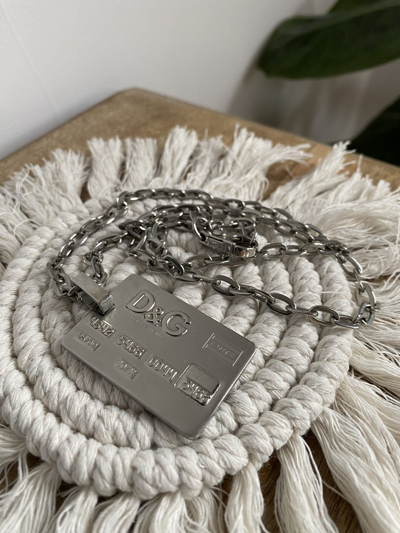Pre-owned Dolce & Gabbana Credit Card Necklace Dog Tag Silver Chain