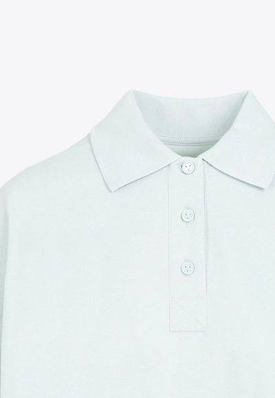 Bottega Veneta Cropped Short-sleeved Polo T-shirt In Cyan