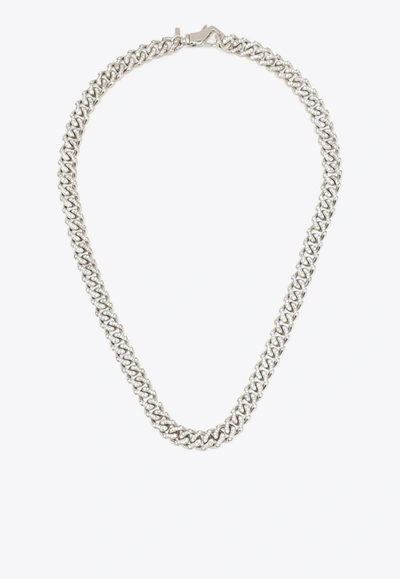 Emanuele Bicocchi 925 Silver Chain Necklace With Crystals In Metallic