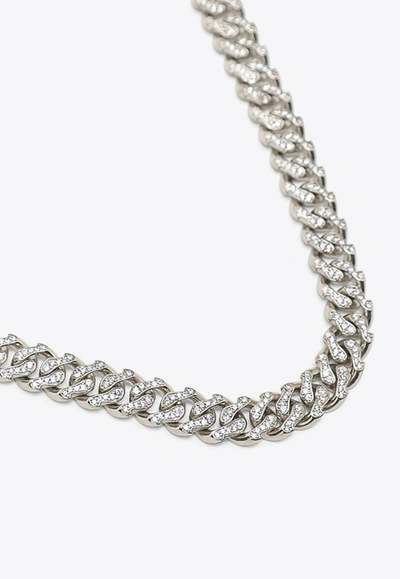 Emanuele Bicocchi 925 Silver Chain Necklace With Crystals In Metallic
