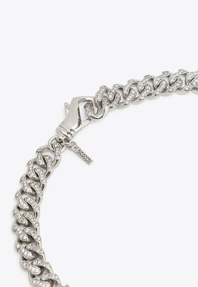 Emanuele Bicocchi 925 Silver Chain Necklace With Crystals In Metallic