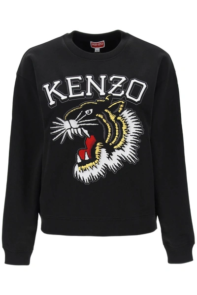 Shop Kenzo 'tiger Varsity Jungle' Crew Neck Sweatshirt In Black
