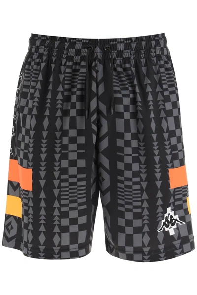 Shop Marcelo Burlon County Of Milan Aop Folk Kappa Soccer Shorts In Grey, Black
