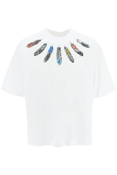 Shop Marcelo Burlon County Of Milan Collar Feathers T Shirt In White
