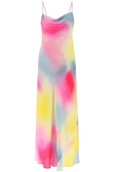 Shop Msgm Satin Dress In Multicolor