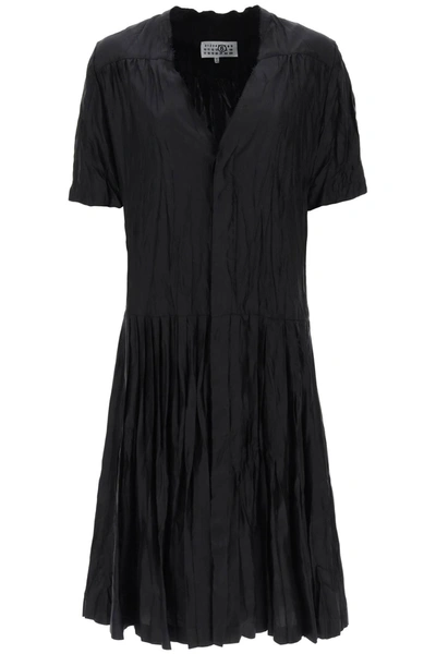 Shop Mm6 Maison Margiela Jacquard Shirt Dress In Black