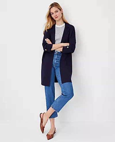 Shop Ann Taylor Sweater Trench Jacket In Night Sky