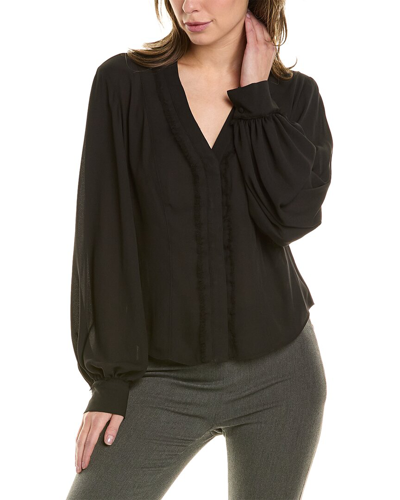 Shop Donna Karan Frayed Trim Blouse In Black