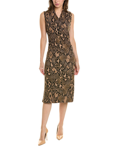Shop Donna Karan Jersey Surplice Sleeveless Midi Dress In Brown