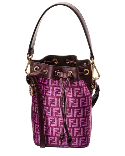 Shop Fendi Mon Tresor Mini Tapestry & Leather Bucket Bag In Pink