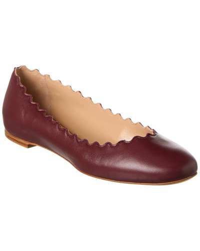 Shop Chloé Lauren Scalloped Leather Ballerina Flat In Purple