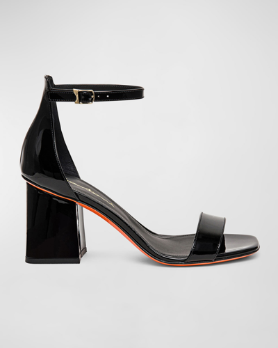 Shop Santoni Calypso Patent Ankle-strap Sandals In Blk