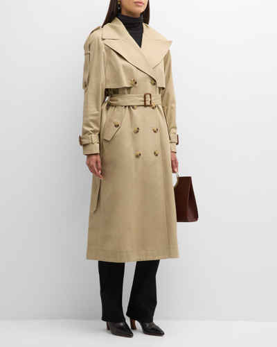 Shop Salon 1884 Cambre Belted Double-breasted Trench Coat In Stone