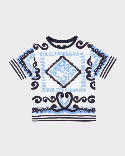 Shop Dolce & Gabbana Boy's Marina-print Short-sleeve T-shirt In Multiprint