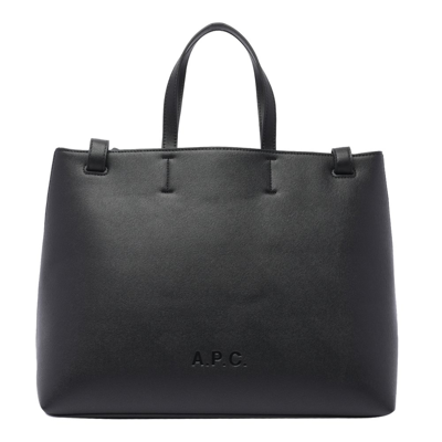 Shop Apc A.p.c. Logo Embossed Medium Tote Bag In Black
