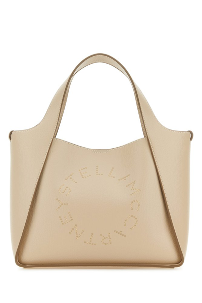 Shop Stella Mccartney Logo Detailed Tote Bag In Beige