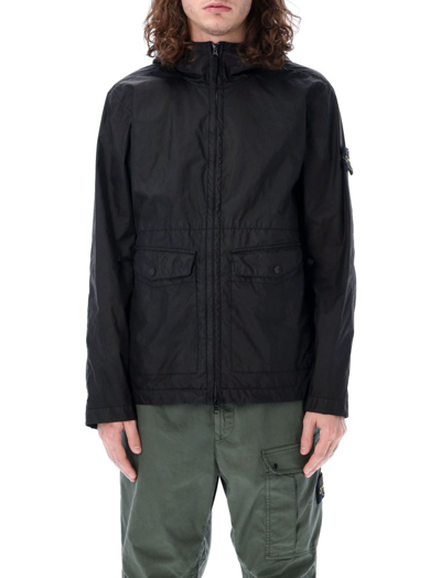 Shop Stone Island Membrana 3l Tc Zipped Hooded Jacket In Black