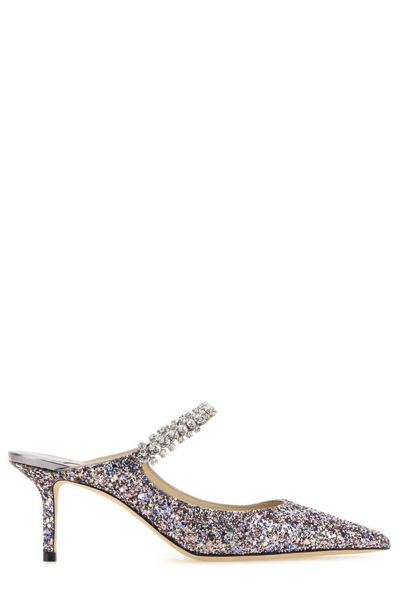 Shop Jimmy Choo Bing 65 Embellished Pointed In Silver