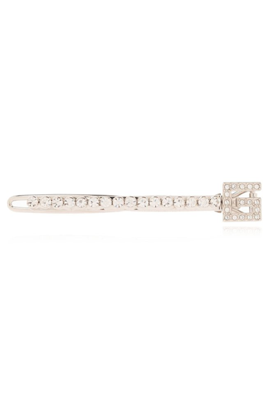 Shop Gucci Embellished Square G Hair Clip In Silver